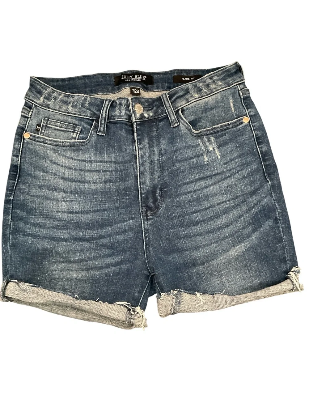 Judy Blue Mid Rise Distressed Denim Shorts Size 7/28 A33